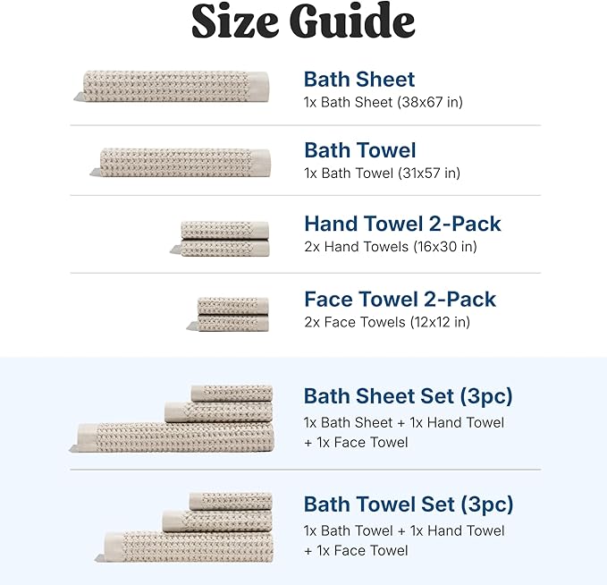 ONSEN Supima® Waffle Face Towels, Quick Dry Lint Free 100% USA Cotton, Lightweight Absorbent Face Towel Set, 12x12 in (Oatmeal, Face Towel 2-Pack)