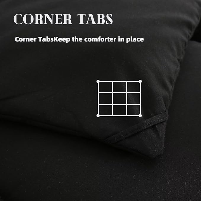 DOWNCOOL Comforters Oversize King Size, Black All Season Duvet, Lightweight Quilt, Down Alternative Hotel Comforter with Corner Tabs (Black, Oversize King 116x98 Inches)