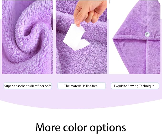 1 Pack Single Layer Purple Microfiber Hair Drying Towel Wrap for Women, Hair Turbans Towel for Wet Hair,Turbie Twist Hair Towels (Purple Color - Single Layer)