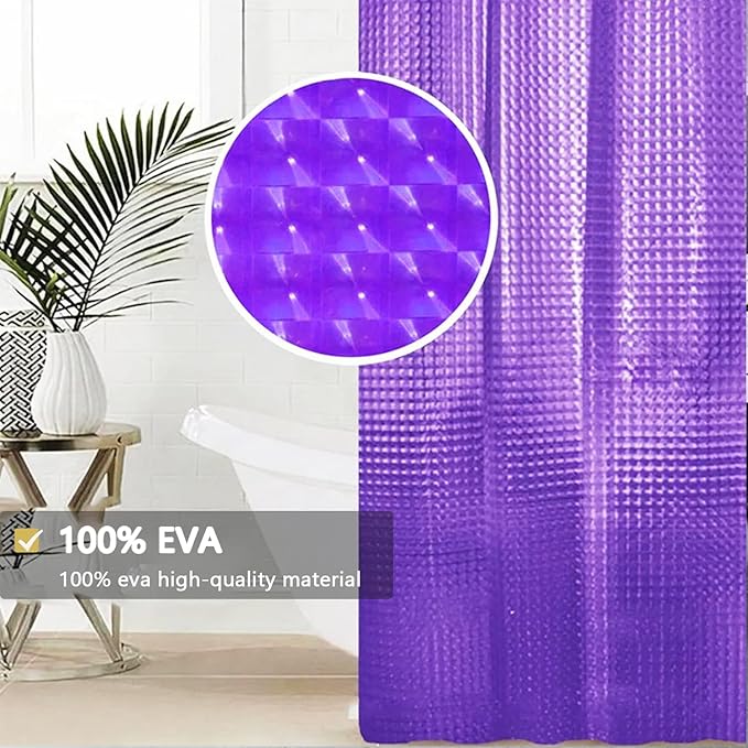Shower Curtain Liner, Waterproof EVA 3D Shower Curtains with Duty Heavy Bottom Magnets and Rust Proof Grommets, Weighted Shower Liner for Shower Stall, Bathtubs