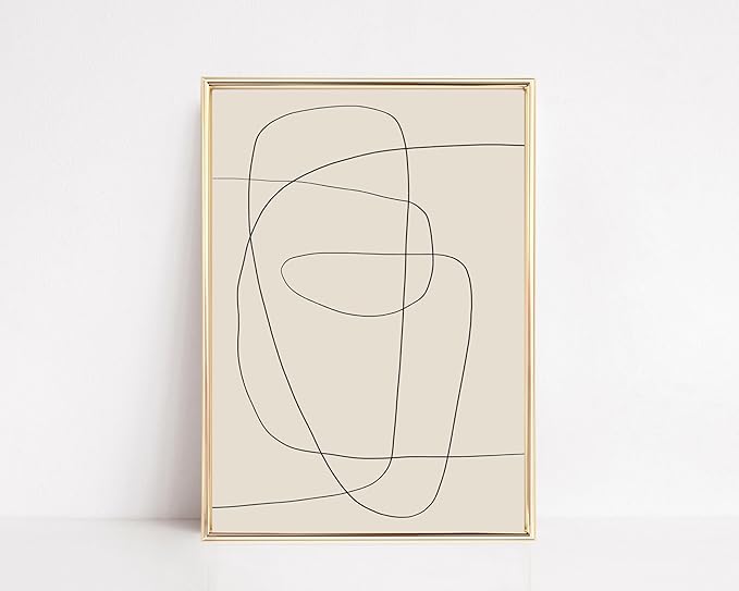 Abstract Scribble Fine Line Art Print One Line Art Print Minimalist Neutral Wall Home Office Decor Unframed 212