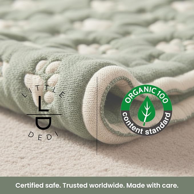 PetMat, Biscuit Beige, 28x40 in | Organic Cotton Crate Pad, Small Dogs, Cats & Nursery, Seamless & Reversible, Washable, 3D Knit Comfort