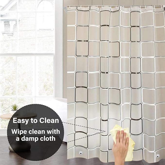 Plastic Shower Liner - Premium EVA 5G Shower Curtain Liner with Rustproof Grommets and 3 Weighted Magnets, Waterproof Shower Curtain for Bathroom(Classic Square, 72”*72”)