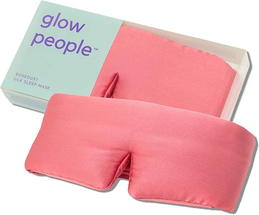 Glow People Silk Sleep Mask – 100% Mulberry Silk Eye Mask for Sleeping, Total Blackout, Cloud-Soft and Adjustable for Beauty Sleep and Travel - Rose Dust