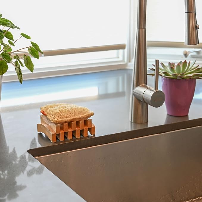 All-Natural Loofah Dish Sponge (3 Pack) - Rounded Rectangular Zero Waste Loofah Sponges