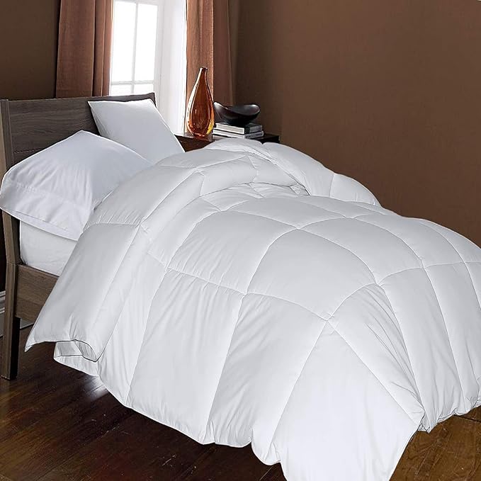 Blue Ridge Home Fashions Microfiber Light Weight Solid Duvet Insert Down Alternative All Season Bed Comforter-Hypoallergenic Polyester Fill Cooling, Twin, White