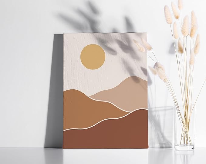 Y2K BOO Organic Abstract Shapes Wrapped Canvas Wall Art Minimalist Botanical Silhouette Earth Tones Terracotta 12x16 Inch Gallery Stretched Modern Home Wall Art Decor