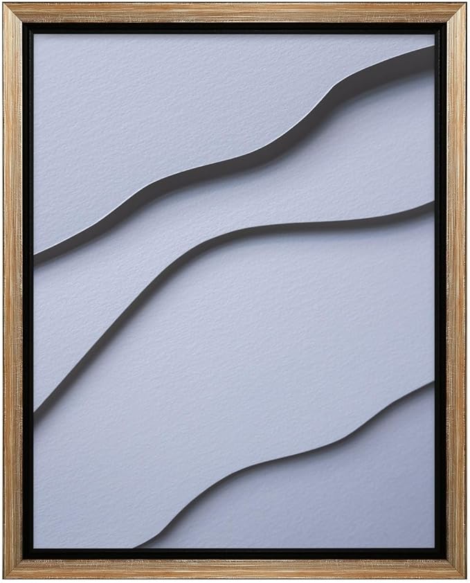 Monem Art Minimalist White Paper Waves Print - Abstract Scandinavian Texture Poster - Wall Decor for Living Room, Bedroom or Office - 16x20 Silver Framed CANVAS Wall Art by Mareike Bohmer