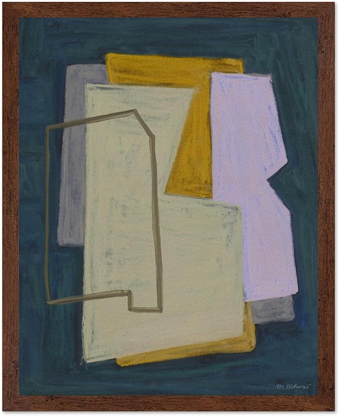 Monem Art Geometric Abstract Painting Print - Modern Minimalist Shapes Art Poster - Wall Decor for Living Room, Bedroom or Office - 12x16 Brown Framed Wall Art by Mareike Bohmer