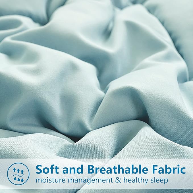EASELAND Twin XL Down Alternative Comforter - Quilted Duvet Insert for All Seasons, Soft Lightweight with Corner Tabs, Summer Winter Warm Bedding, Aqua 68×92 Inches