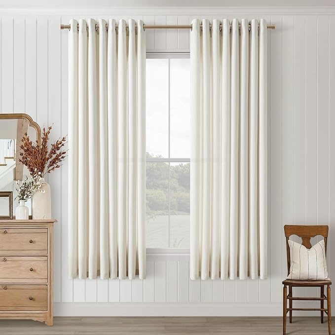 Natural Cream Curtains 63 Inch Length 2 Panels Set for Bedroom Bronze Grommet Light Filtering Flax Linen Drapes Ivory Neutral Boho Farmhouse 63 Inch Semi Sheer Curtains Kitchen Dining Room Window