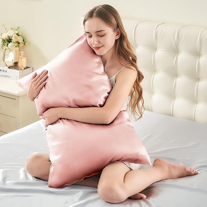 INFIIXSO Body Pillow Cover with Zipper, Luxury Mulberry Silk Body Pillow Case 20x54 Inches, Ultra Smooth and Soft Cooling Long Pillowcase, Gift for Women, Men(Rose Pink)