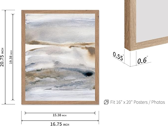 Monem Art Neutral Abstract Watercolor Landscape Wall Art - Minimalist Earth Tone Contemporary Painting Poster - Modern Calm Aesthetic Art Print - 16x20 Beige Framed Wall Art by Mareike Bohmer
