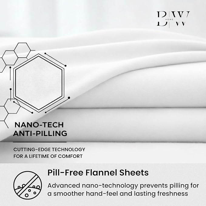 Briarwood Home® Heather Flannel Sheet Set, 100% Organic Cotton, Six-Fold Brushed, Super Soft, Warm, Deep Pocket Turkish Bedding with NanoTech Infuse for Enhanced Durability (Charcoal, Full)