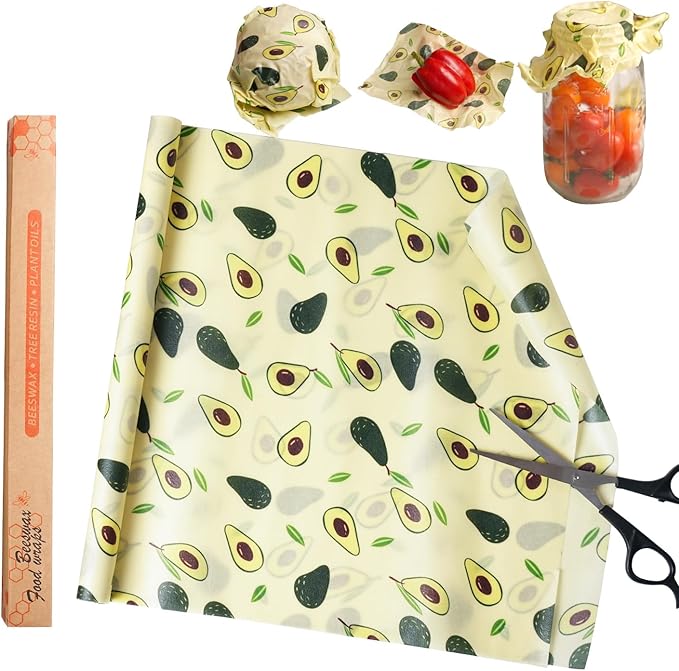 Beeswax Wrap ROLL (13" x 40") - Cut-to-Size Reusable Food Wraps, DIY Customizable Beeswax Food Wrap for Bread, Sandwiches & Bowls, Eco Friendly Sustainable Zero Waste Plastic Free Storage