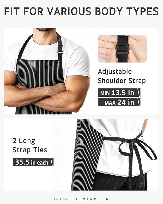 Syntus Chef Apron for Men Women Kitchen Cooking Apron with Pockets, Adjustable Bib Aprons Stain Resistant