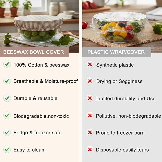 3 Pcs Reusable Bowl Covers for Bread Proofing Beeswax Bowl Covers Reusable 8/10/12 Inch, 100% Organic Cotton, Elastic Cover for Sourdough Bread, Dough Proofing & Food Storage