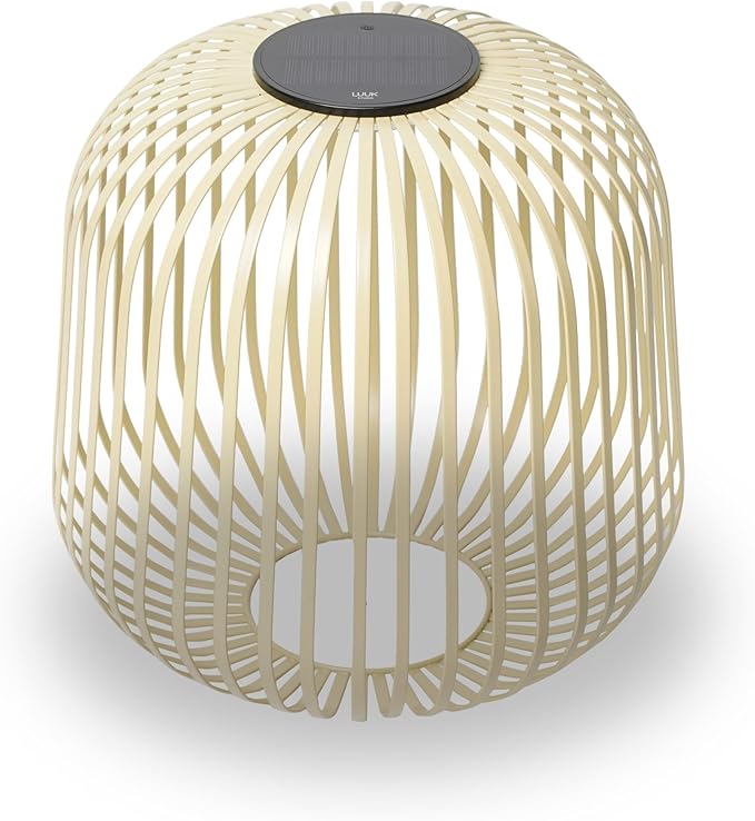 LUUK Studio Solis Wireless Solar LED Ambient Lamp, Warm White, Indoor Outdoor Cordless Lighting, Rust-Resistant, Ideal for Patio, Garden, Bedroom, USB-C Rechargeable, Soft Cozy Style, Sand, Size L