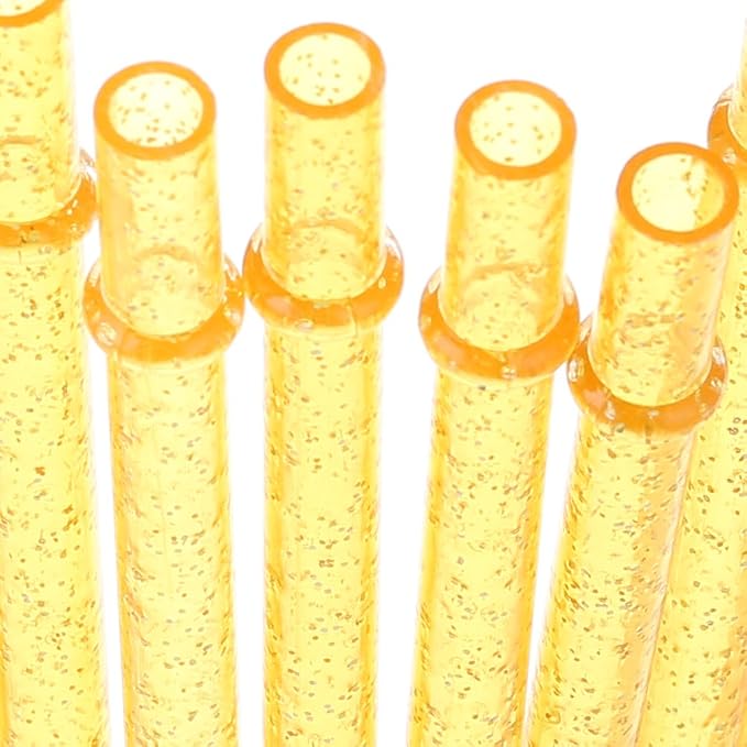 Dakoufish BPA-Free 12 Piece 11 Inch Reusable Clear Plastic Glitter Sparkle Drinking Straw Plus one Cleaning Brush (6color,11inch)