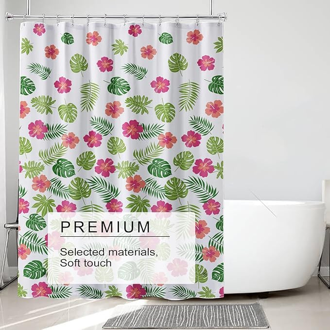 TIKABC Shower Curtain Liner, 4G PEVA Shower Liner, Plastic Waterproof Shower Curtains, 72x72 inch with Grommet Holes 3 Magnetic Weights
