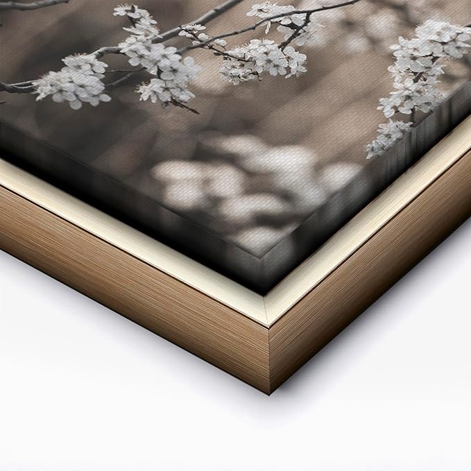 Monem Art Cherry Blossom Branch Photography Print - Moody Botanical Nature Art Poster - Wall Decor for Living Room, Bedroom or Office - 18x24 Silver Framed CANVAS Wall Art by Mareike Bohmer