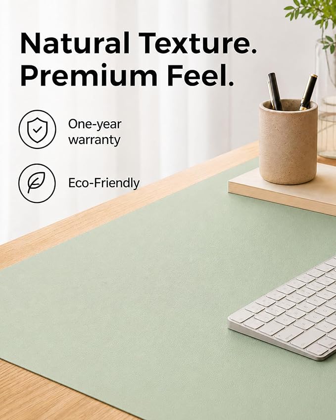 Aothia Cork Desk Mat - Dual-Sided Extra Large Desk Pad & Keyboard Mat, Long PU Leather Desk Protector, Waterproof Desktop Blotter (47" x 17", Aqua)