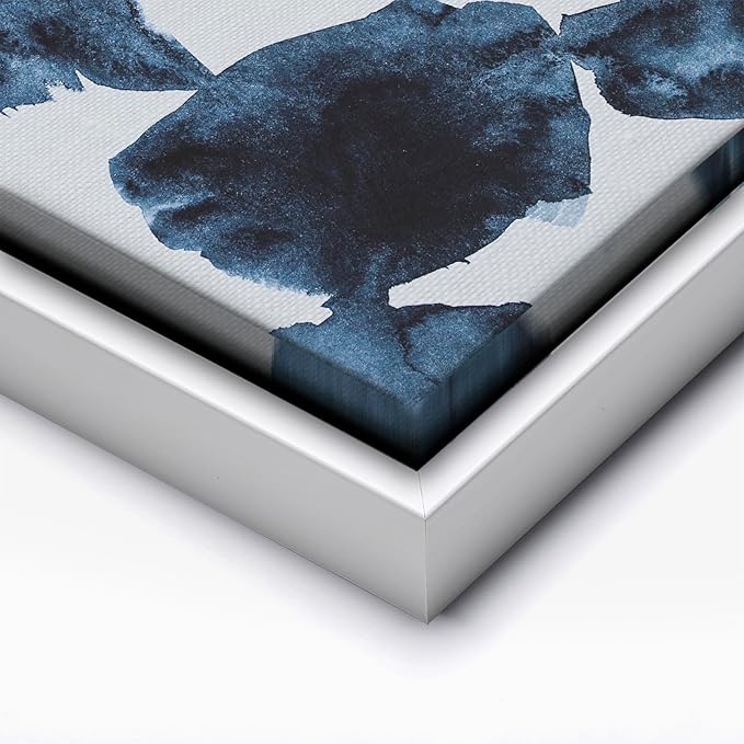 Monem Art Blue Abstract Watercolor Texture Print - Minimalist Modern Art Poster - Wall Decor for Living Room, Bedroom or Office - 18x24 White Framed CANVAS Wall Art by Mareike Bohmer
