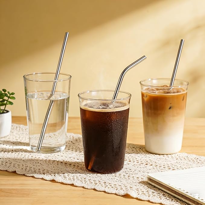 5-Pack Reusable Stainless Steel Metal Straws with Portable Case and Cleaning Brush, Long Drinking Straws with Cleaning Brush