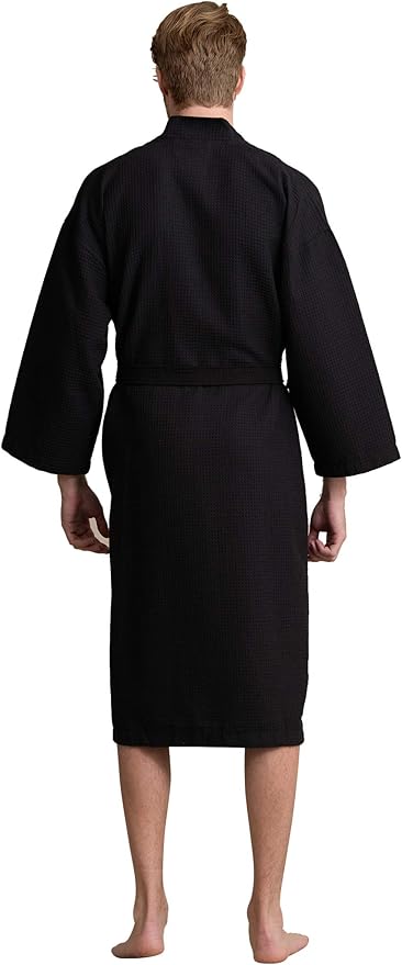 Soft Touch Linen Men's Cotton Waffle Bathrobe, Luxurious & Lightweight, Comfortable & Absorbent, Softness, Fast Dry,
