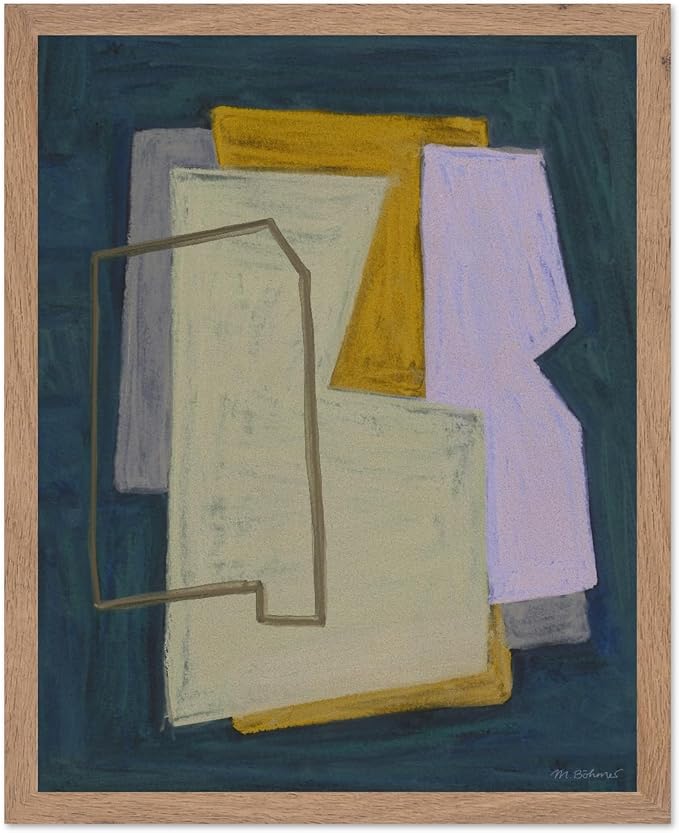Monem Art Geometric Abstract Painting Print - Modern Minimalist Shapes Art Poster - Wall Decor for Living Room, Bedroom or Office - 12x16 Beige Framed Wall Art by Mareike Bohmer