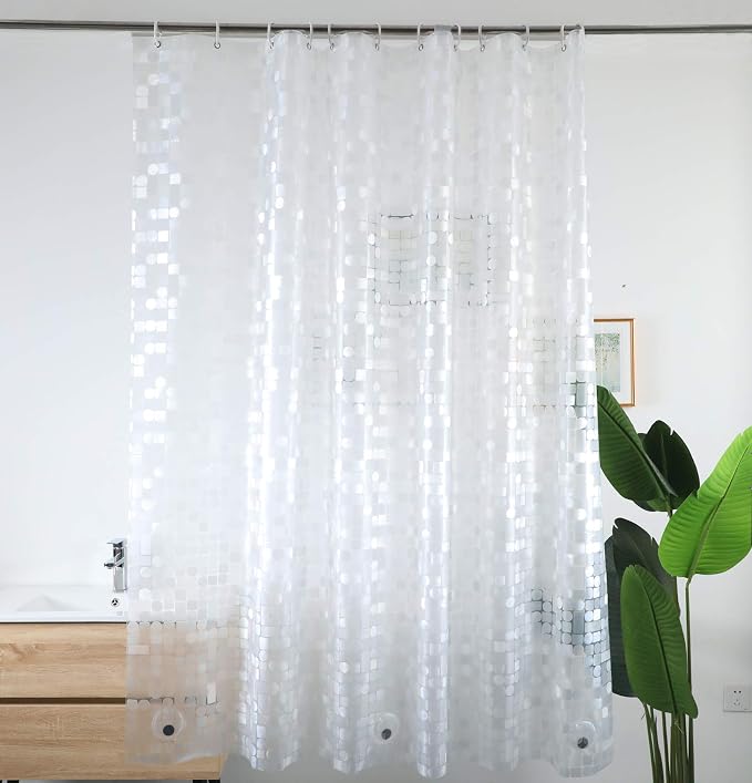 Shower Curtain Liner 70 x 74 Inches, 8G Semi Sheer Vinyl Bath Shower Liners, Heavy Duty, Geometric