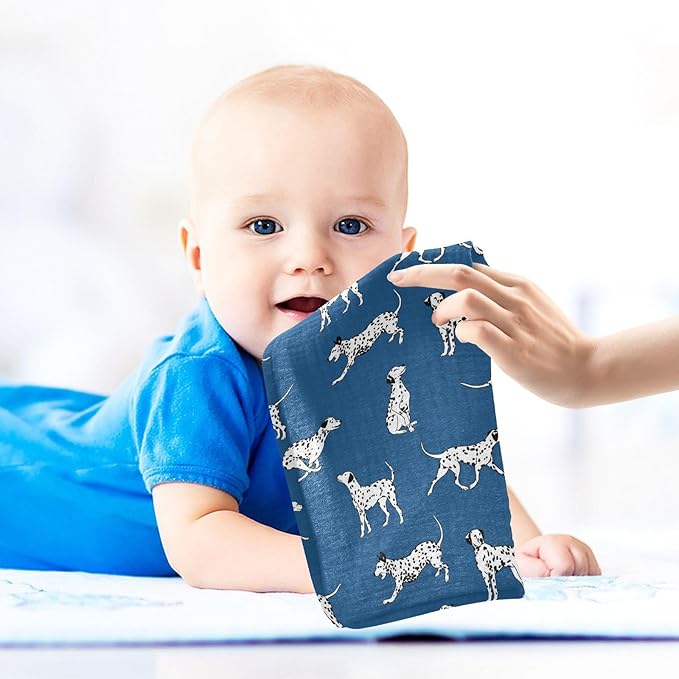 Baby Dalmatian Dogs Msulin Washcloths Newborn Face Towel - Baby Muslin Burp Cloths 5 Pack Soft Absorbent Natural Cotton Wash Towel 11.8"X11.8" Baby Bath Towels Wipes