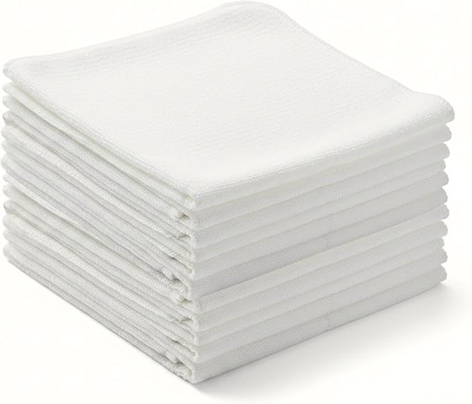 Flour Sack Shop Towels, Natural Cotton Cleaning Towels 14" x 12", Pack of 12 Reusable Absorbent Towels for Garage, Automotive, Workshop, Kitchen Cleaning, Polishing, Dusting & Multi-Purpose Use