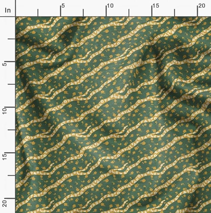 Soimoi Lightweight Cotton Voile Fabric, Green - Floral Print, Unstitched Material - 42 Inch Width, Ideal for Making Summer Dresses, Blouses, Scarves, Lingerie, Sheer Curtains, Garment Linings, 1 Yard