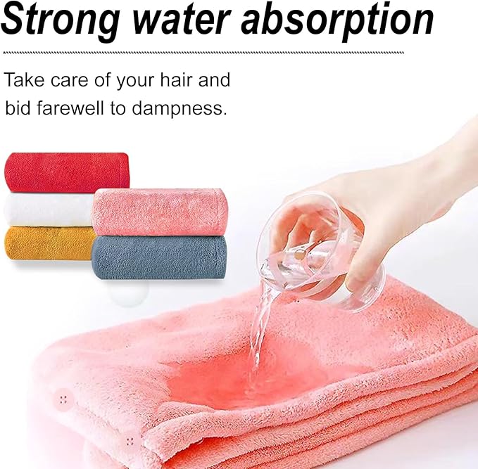 Microfiber Hair Drying Towel Wrap for Women, Hair Turbans Towel for Wet Hair,turbie Twist Hair Towels(The Color of the Picture is for Reference only) (Pink-Double Layer)