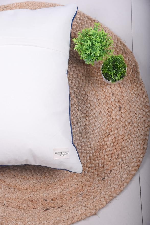 Trade Star Indigo Square Cushion Cover Handmade Sofa Pillowcase Hand Block Farmhouse Accent Cushion Cover Luxury Sofa Throw Pillow Cover for Living Decor (Indigo (Blossom), 18 X 18 Inch)