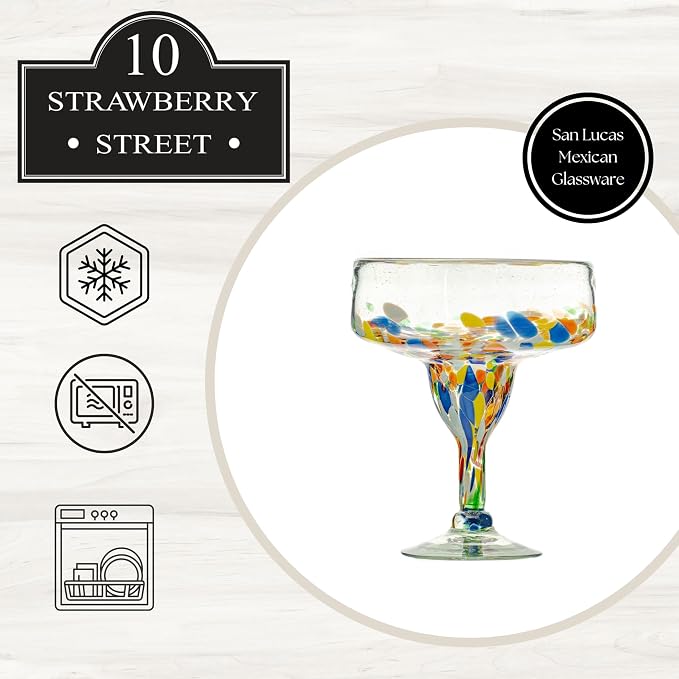 10 Strawberry Street San Lucas Mexican Glassware, Margarita, Set of 4