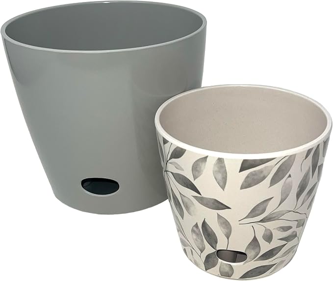 7" & 5" Round Self-Watering Plant Pot Set, Indoor/Outdoor Use