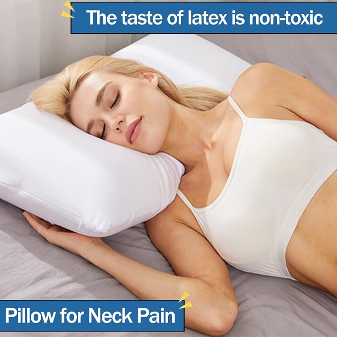 Talalay 100% Natural Premium Latex Pillow,Bed Pillow for Sleeping with Removable Cotton Cover, Helps Relieve Pressure, Breathable, Pressure Relief, Durable, Best Gift (1, Standard (High Loft))