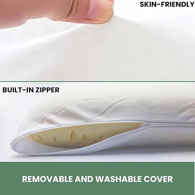 ORGANIC TEXTILES Dunlop Medium Firm Latex Bed Pillow with Organic Cotton Cover - GOTS and GOLS Certified (King) - Pack of 1