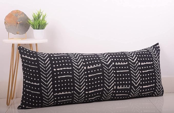 Trade Star Decorative Cushion Cover Mudcloth Pillow Case 100% Cotton Throw Pillow Cover Farmhouse Couch Bed Decor Authentic Cooling Body Pillow Cover for Sofa 14x36 Inches