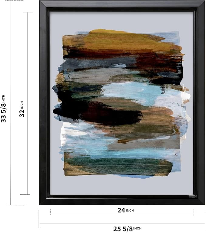 Monem Art Abstract Earth Tone Brushstroke Print - Modern Painterly Art Poster - Wall Decor for Living Room, Bedroom or Office - 24x32 Black Framed CANVAS Wall Art by Mareike Bohmer