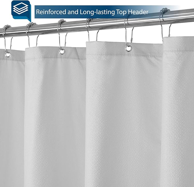 Barossa Design Soft Microfiber Fabric Shower Liner or Curtain, Hotel Quality, Machine Washable, Water Repellent, Silver Grey, 70 x 72 inches