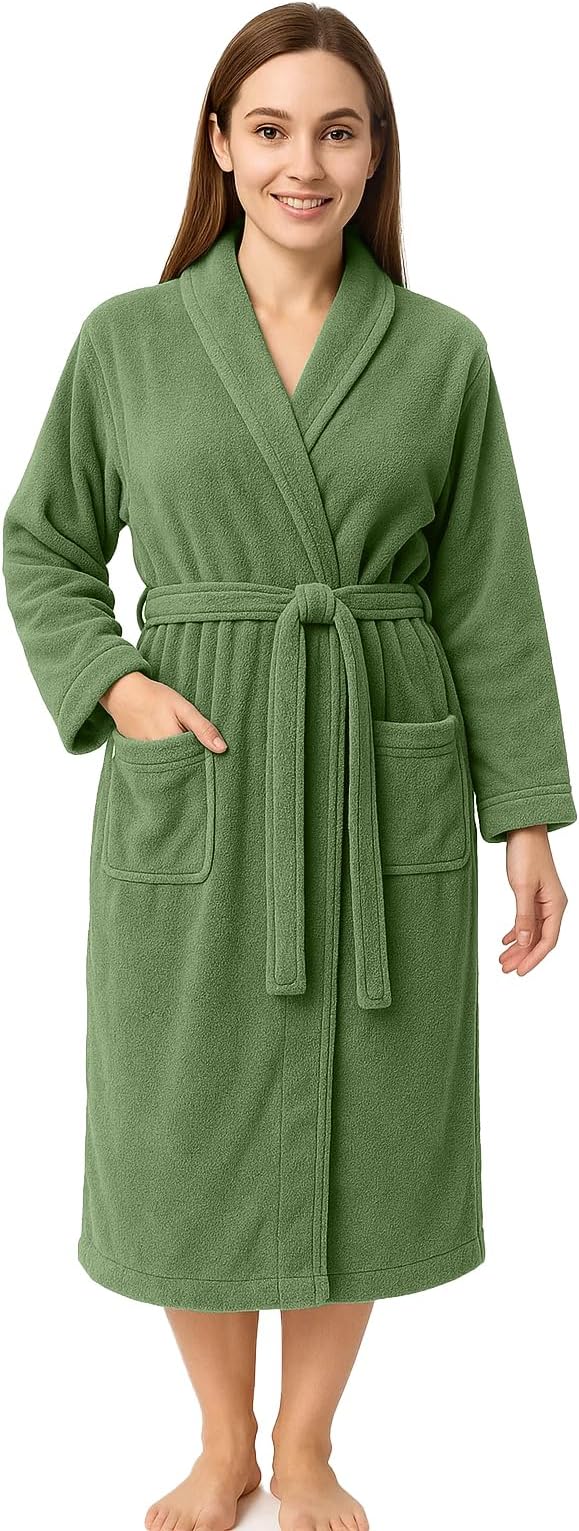 RIVERSIDE Premium 100% Cotton Terry Bathrobe For Women and Men - Soft Towel Robes with Shawl Collar Ajdustable Belt & Pockets