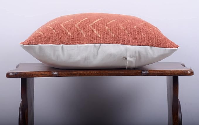 Trade Star Decorative Couch Throw Pillow Case Modern Handmade Bed Decor Cushioncase Authentic Square Pillowsham Indian Sofa Cushion Cover for Living Room Decor (Rust (Phoenix), 18 X 18 Inch)