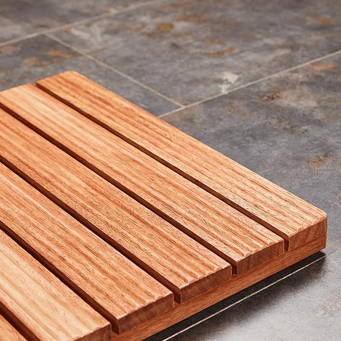 Bamboo Bath Mat,Natural Wooden Shower Mat,Bamboo Duckboard Bath Mat, Non-Slip, Shower Mat for Indoor Outdoor,Wooden Bath Mat and Wood Shower Mat,Indoor Or Outdoor Use,30x70cm/12x28in