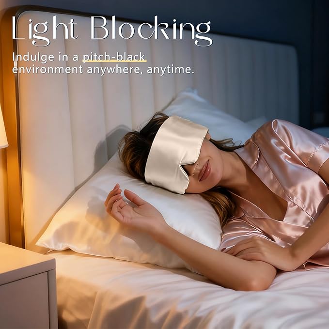 ZIMASILK 100% 22 Momme Mulberry Silk Sleep Mask - Full Silk Filled, Ultra-Soft & Breathable, Face-Hugging Blackout Eye Cover for Sleeping (Taupe)