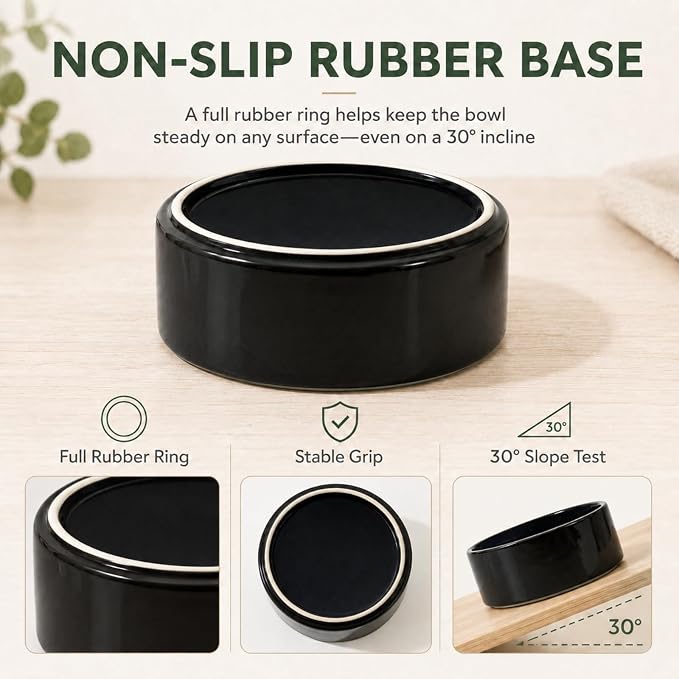 Havniva Cat Bowls Water Bowl Set of Two, 5.1” Ceramic Cat Food and Water Bowl Whisker Friendly Pet Food Bowls for Indoor Cats, Wide Cat Water Dish Prevent Whisker Fatigue Non Slip Cat Feeder