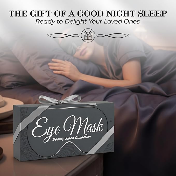 SLEEP SANCTUARY 100% Pure Mulberry Silk Sleep Mask - 22 Momme Light Blocking 3D Contour Silk Eye Mask for Sleeping - Secure Fit for Side Sleepers, Women & Men - Cloud Soft (Black)