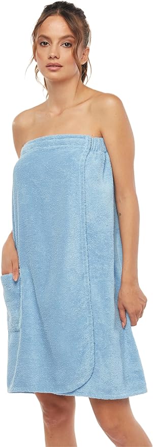 Arus Women's Bathrobe GOTS Certified Organic 100% Turkish Terry Cotton Robe Adjustable Closure Bath Wrap